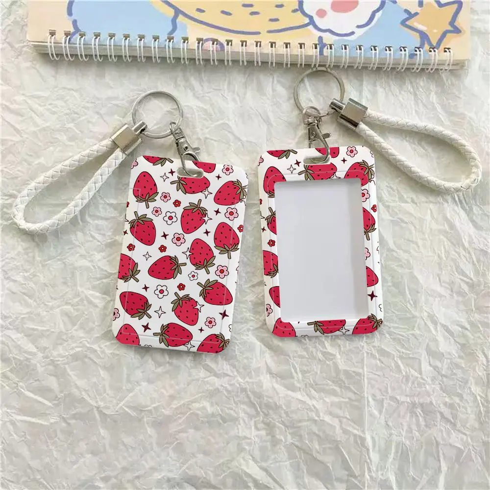 Floral Pattern ID Card Holder With Lanyard Custom Name Text Protector Case For Office Staff Teacher Business Personalized Cover