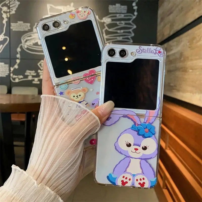 Phone Case For Samsung Galaxy Z Fold 3 4 5 Cute Monsters Sanrio Kitty Melody Kuromi Transparent Hard PC + Soft Edge Back Cover