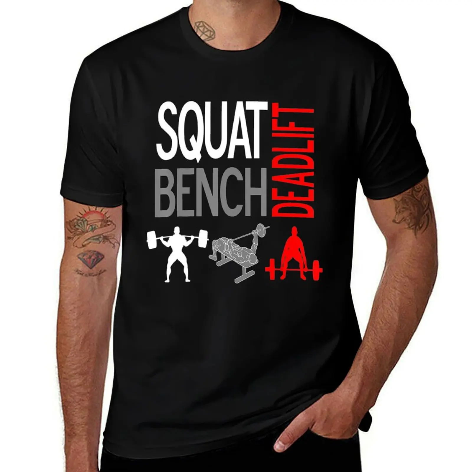 SQUAT BENCH DEADLIFT GYM WEIGHTLIFTING T-Shirt Dry Fit Running Short Sleeve Top T-Shirt