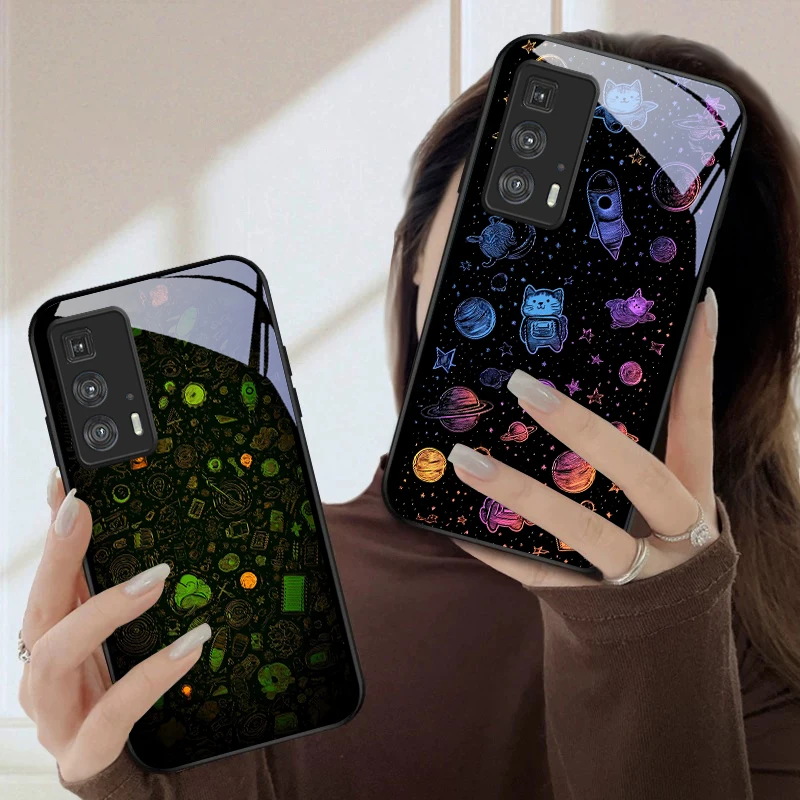 Violet Star River Pattern For Motorola Moto Edge 20 Lite 30 Pro 40 Neo 50 Ultra G14 G22 G24 Power 34 G35 X30Pro Glass Phone Case