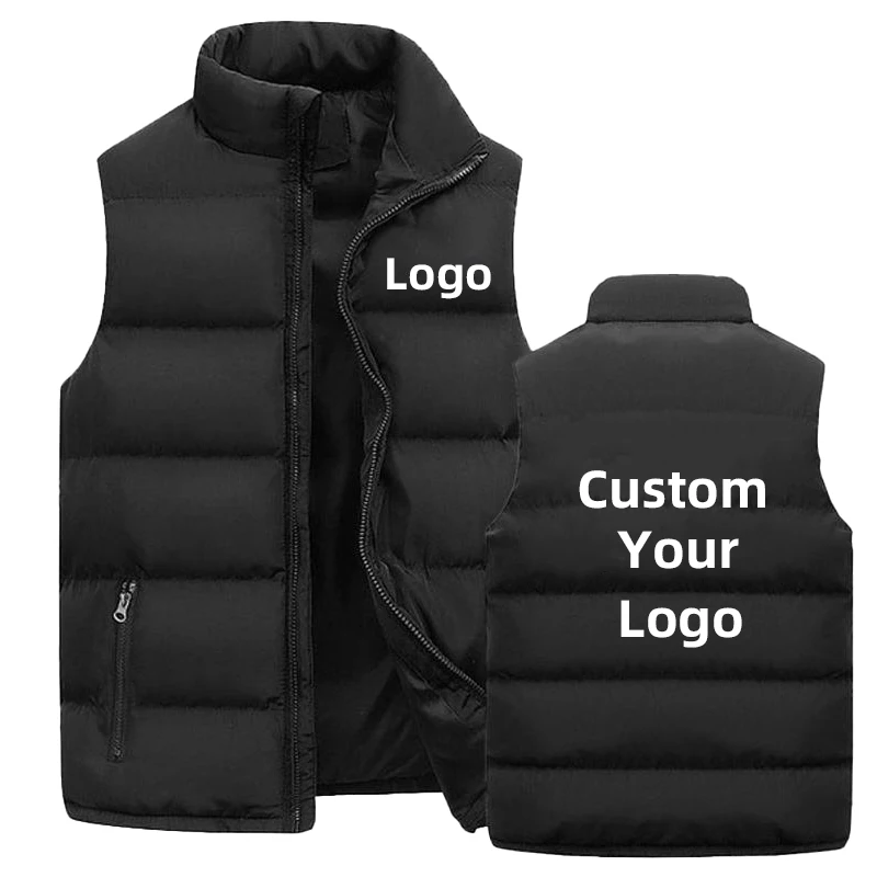 2023 Customise your logo Men Waistcoat Coats & Jackets Thick Stand Collar Solid Color Cotton Vest Duck Down Jacket Sleeveless