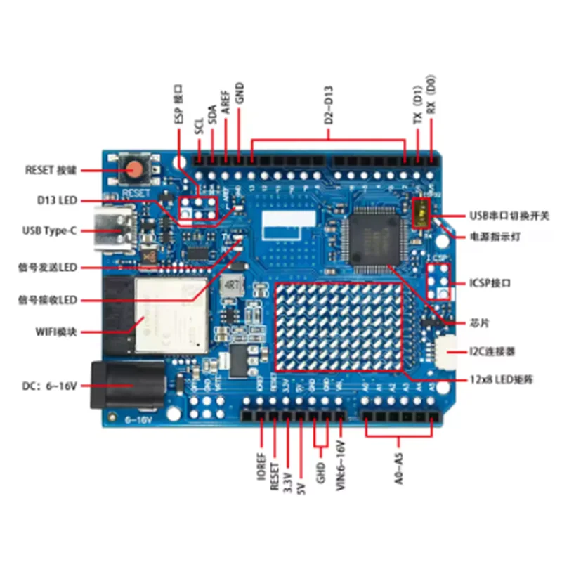 Para Arduino UNO R4 Minima ESP32-S3 tipo C placa USB WIFI edición Placa de desarrollo Compatible programación Control de aprendizaje