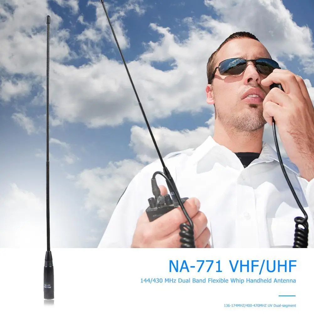 Dual Band High Gain SMA-M Male Antenna Black Simple and  2.15dBi 10W for BAOFENG UV-3R UV-100 UV-200 Radio 38cm