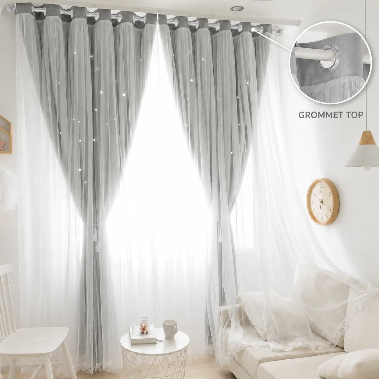 Beige Embroidered Flocking Curtains, Semi Blackout Textured Drapes for Bedroom