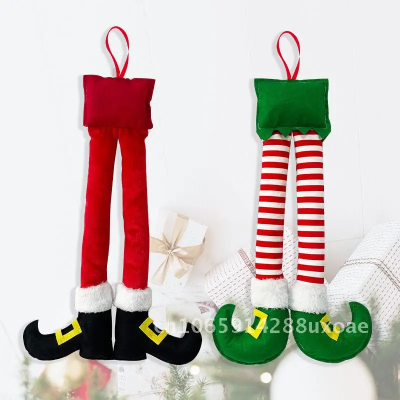 

New Christmas striped red elf leg hanging tree decoration clip leg decoration party decoration