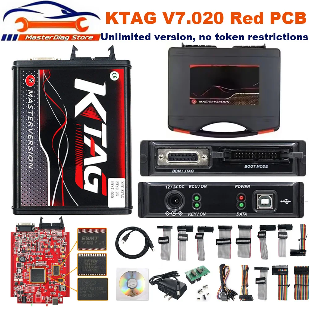 

KTAG V7.020 V2.25 Красная печатная плата Красный Европейский программатор ЭБУ Необмежена кількість точек Сетевой онлайн KESS V5.017 K-TAG 7.020 Настройка OBD2