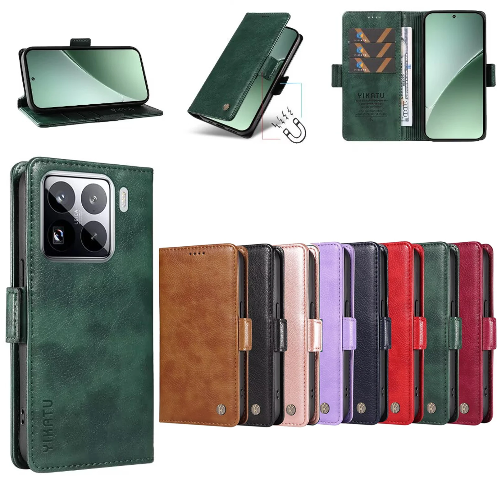 

Wallet Card Slot Flip Magnetic Leather Phone Case For Xiaomi 15 Pro 14T 5G 14 13 Ultra 13T 12 Lite 12T 11T 11i 10T M4 F4 Cover