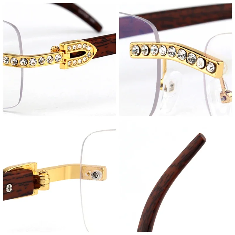 Kenbo Vintage Fashion New Brand Rimless Rhinestone Sunglasses Popular Diamond Metal Men Women Luxury Design Sun Glasses Unisex