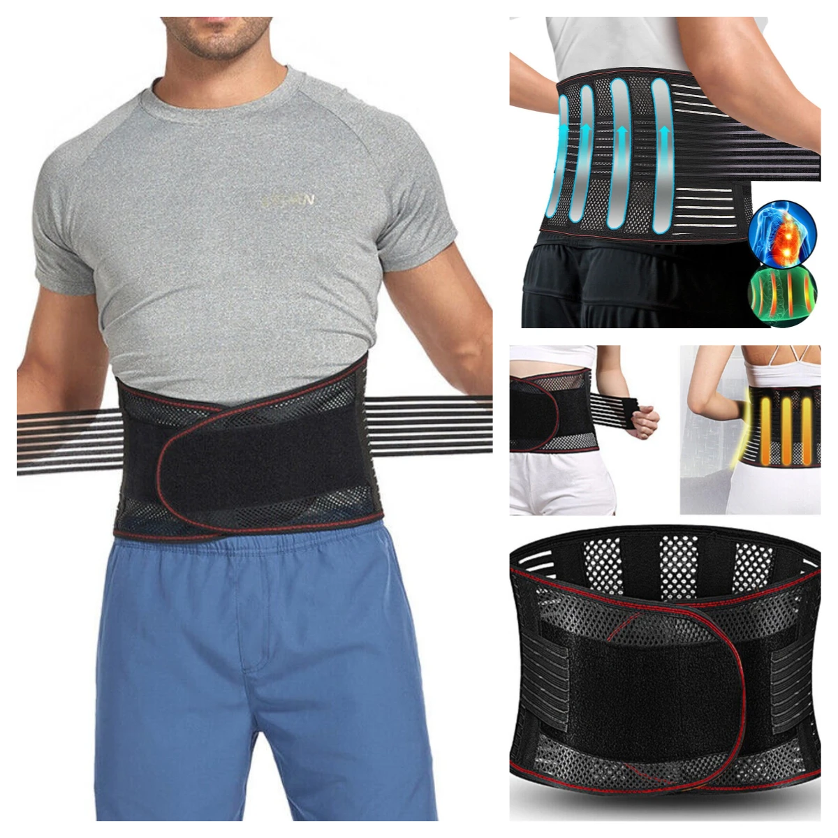 

Adjustable Waist Trainer Belt Men Women Lower Back Brace Spine Support Waist Belt Orthopedic Breathable Lumbar Corset