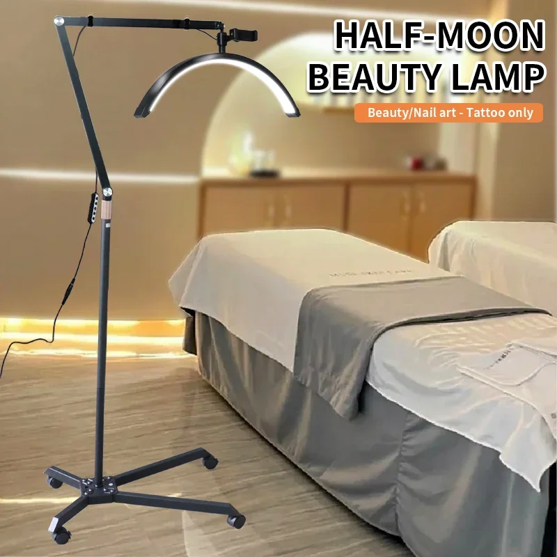 Halve Ring LED Moon Lash Light op wielen voor make-up tattoo wimper Schoonheidssalon Wenkbrauw Vloerlamp boog schoonheidslicht