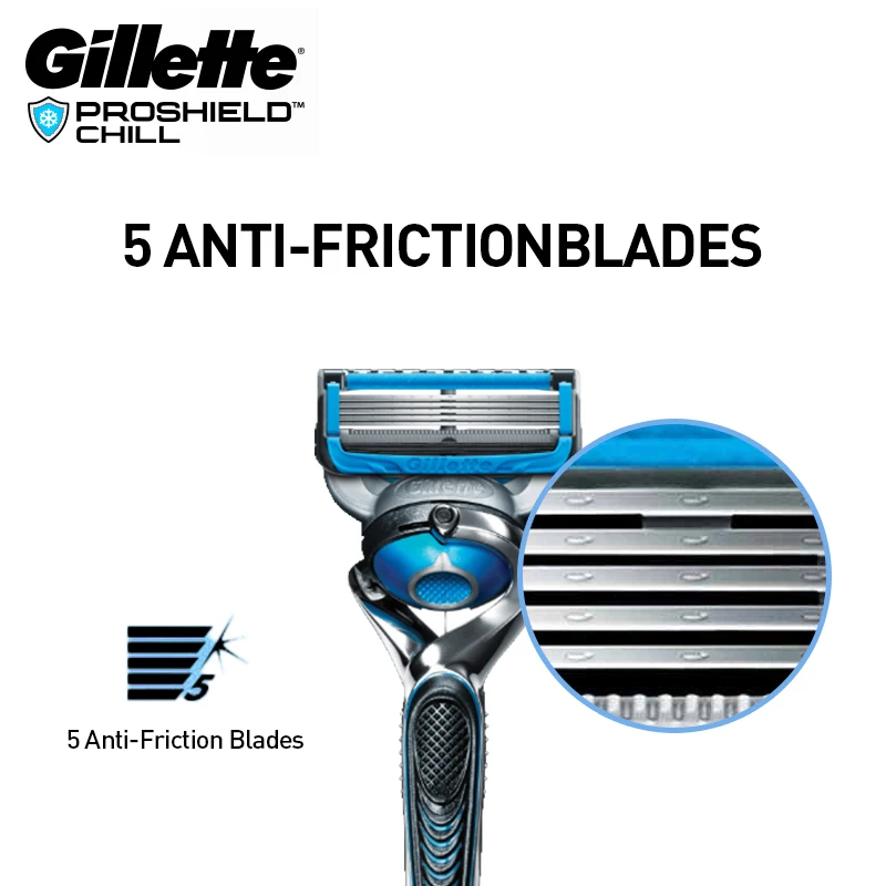 عبوات ماكينة حلاقة جيليت برو جلايد شيلد للرجال 5 طبقات شفرات حلاقة ناعمة لحية 8 شفرات عبوات