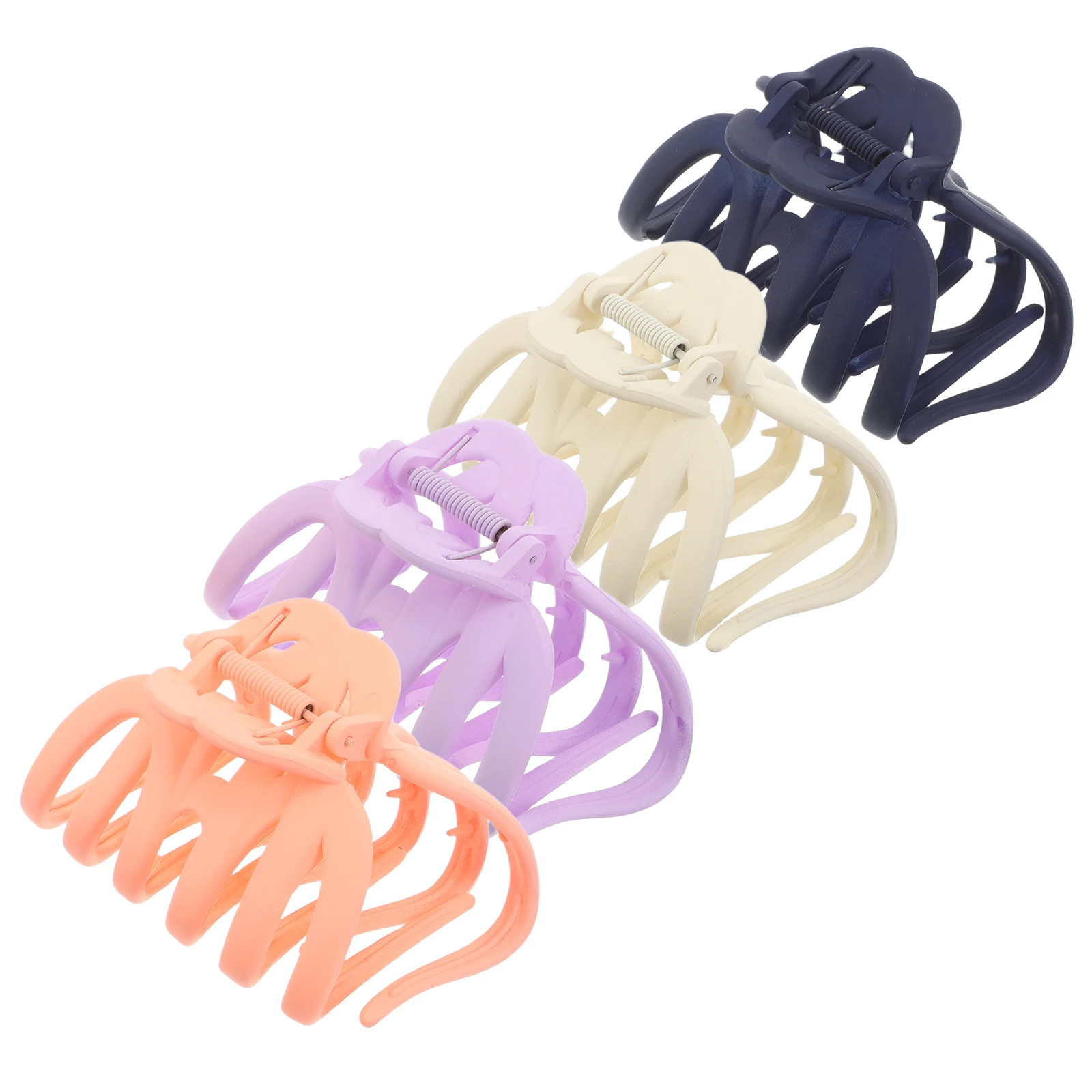 

4 Pcs Frosted Shark Hair Clips Large Claw Accessories Women Purple Beige Thick Stylish Hair Decorative