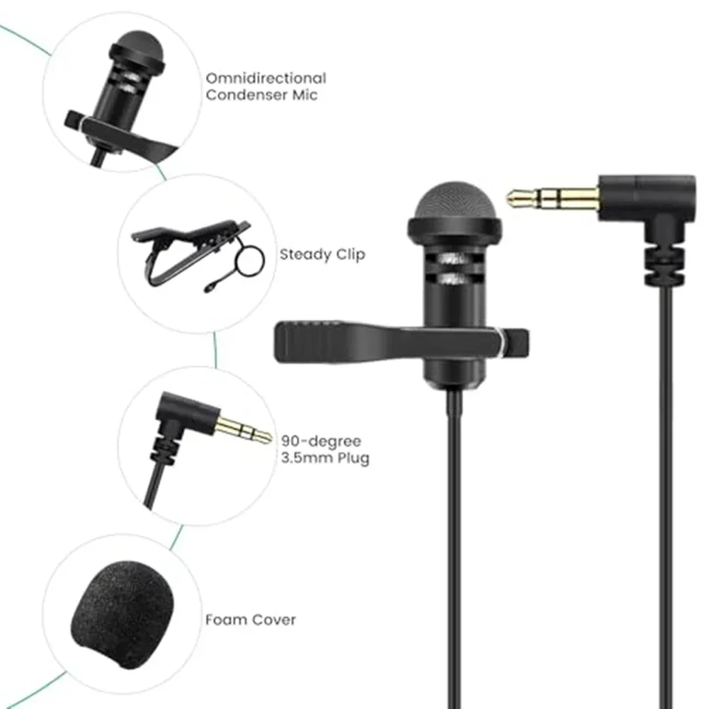 1pc Lavalier Lapel Microphone Portable Omnidirectional Condenser Mic Compatible For Shure For DJL For Go Pro Vlog Interview