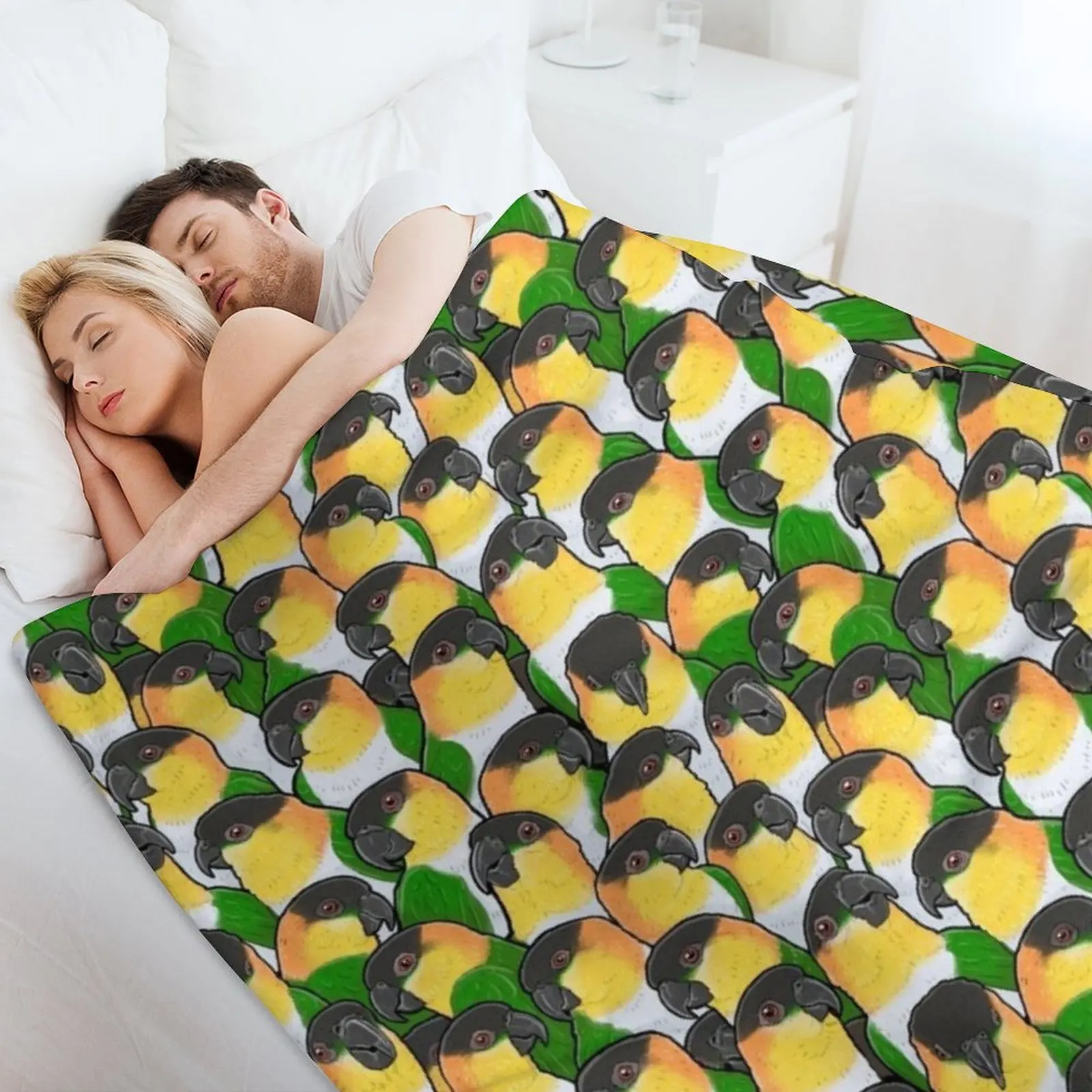 Black-headed Caique Parrots Throw Blanket For Decorative Sofa Sofa Quilt Retros heavy to sleep Blankets