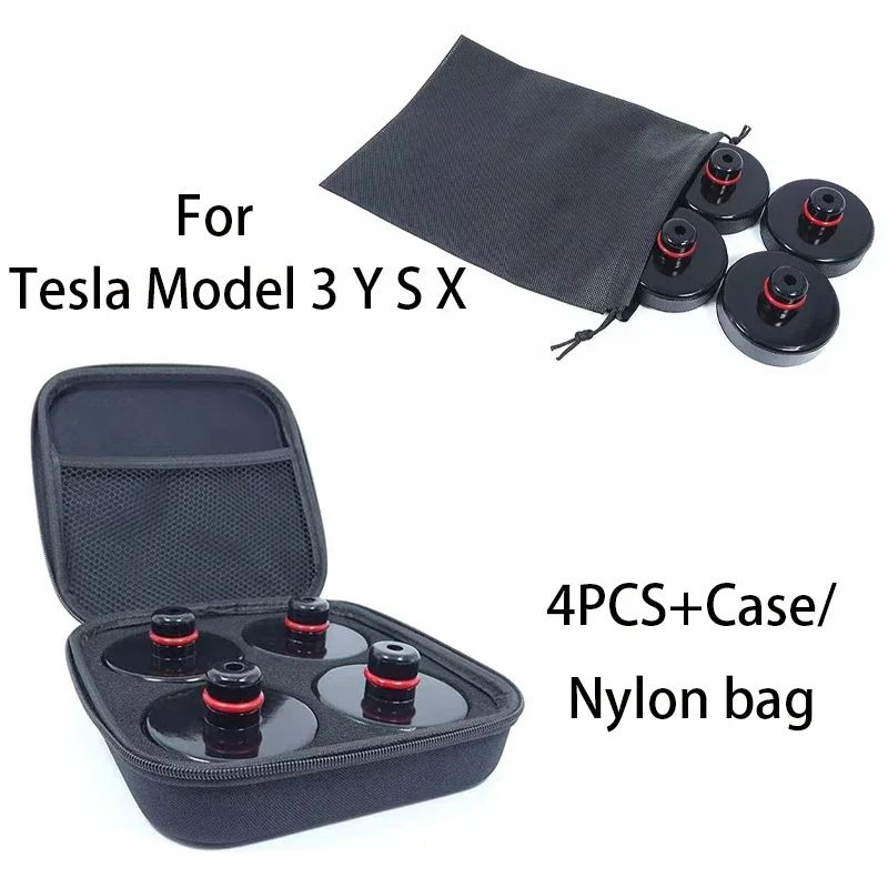 4Pcs For New Tesla Model 3 Highland 2024 Model S Model X Y Jack Pad Adapter Rubber Storage Case Bag Box Tool Car Accessories