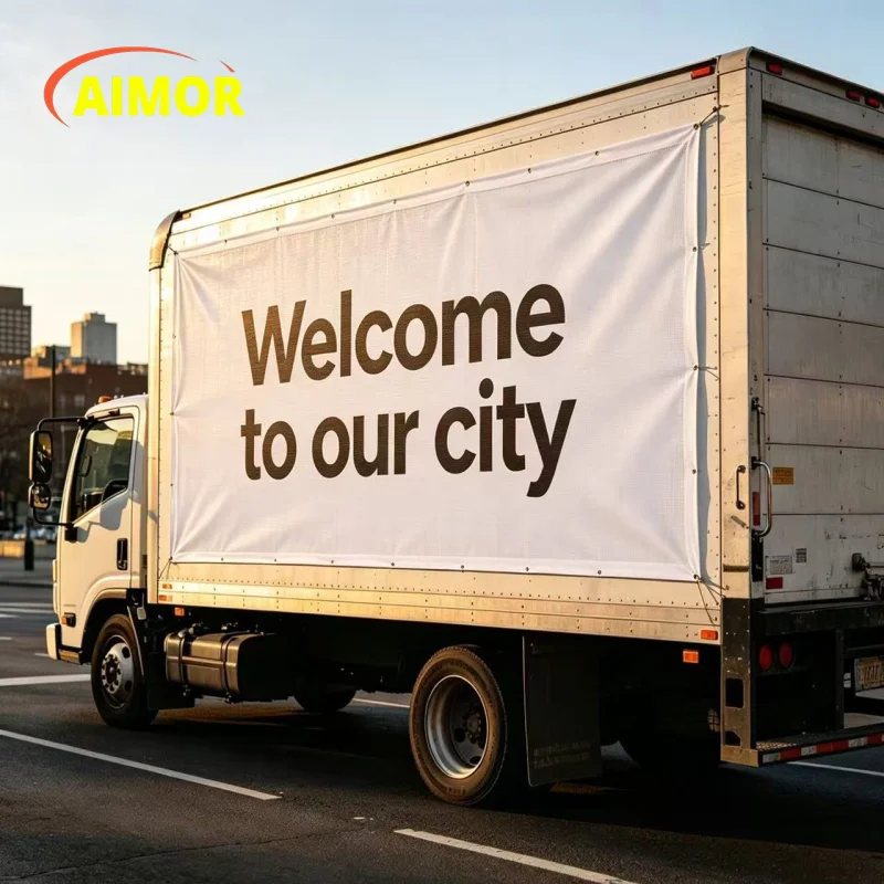 AIMOR Lona de malla para pancartas, letreros de parque infantil, publicidad en eventos al aire libre, vallas de tela y PVC, con impresión de diseño personalizado