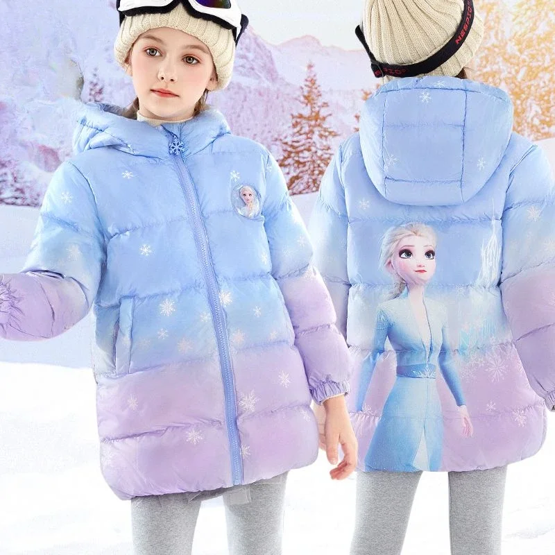 

Hasbro Elsa Cartoon Cute Creative Children's Hooded Down Jacket Personalized Anime Movie Character Kawaii Warm Thickened Jacket