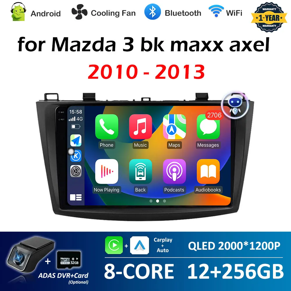 

Интеллектуальная система Android для Mazda 3 bk maxx axel 2010 2011 2012 2013, беспроводной Carplay, авторадио, Bluetooth, аксессуары, WIFI 4G