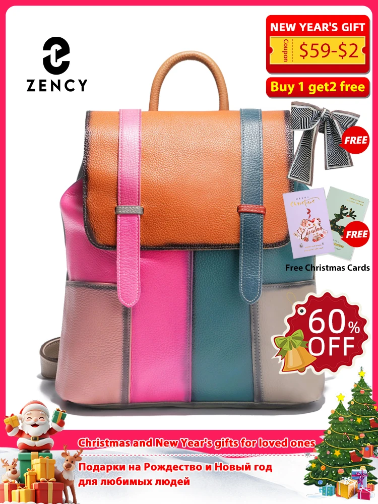 

Zency Women's Stylish Genuine Leather Backpack Large Capacity Rucksack For Ladies Capacity Satchel New Shoulder Bags Knapsack