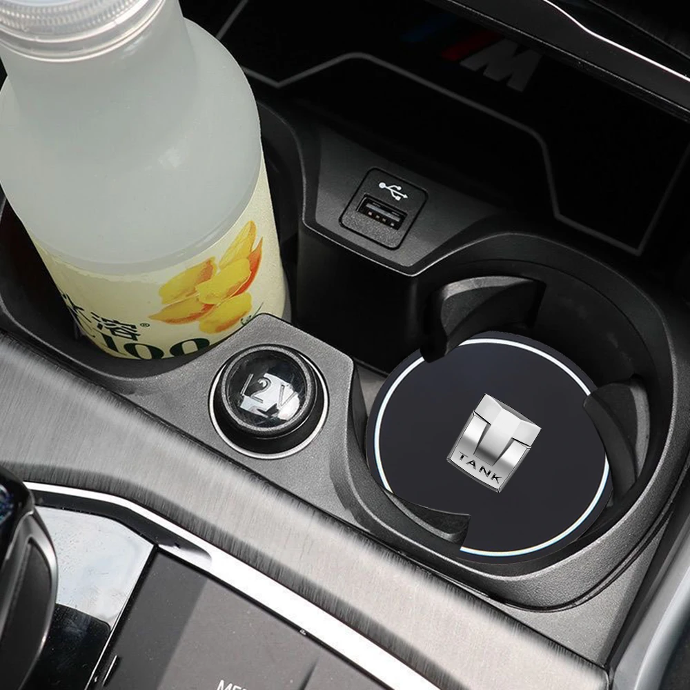 Tank 300 400 500 Car Cup Holder Coaster Mat Auto Interior Accessories Non-slip Drink Bottle Pad Decor 2pcs Set White Leather