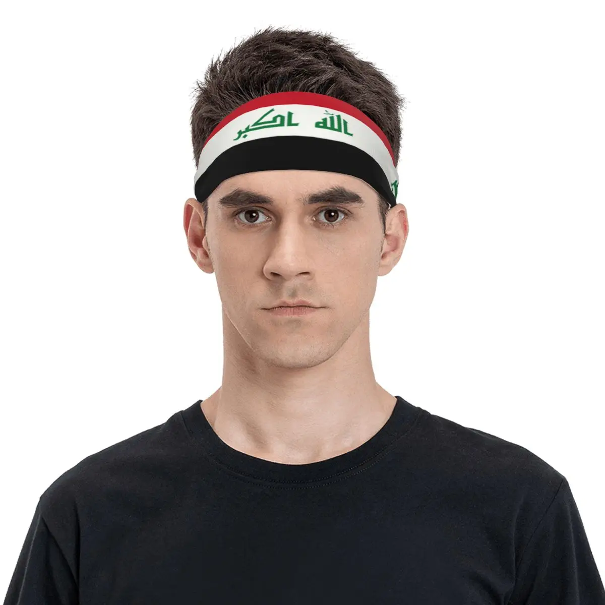 Custom Iraq Flag Gym Headbands for Exercise Non Slip Elastic Iraqi Patriotic Moisture Wicking Sweatband Men Women