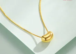 24k pure gold beans pendant real gold 999 beads +925 silver necklace