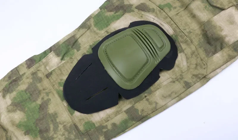 Militärisches taktisches Set für Herren, atmungsaktiv, langärmelig, T-Shirts + gerade Cargohose mit mehreren Taschen, 2-teiliger Anzug, Armee-Camouflage-Set – Detail 11