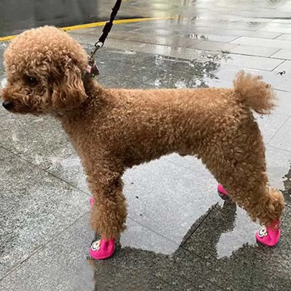 4Pcs Anti-slip Rain Shoes Dog Cat Rubber Boot Dogs Cats Pet Foot Cover Puppy Waterproof Socks Small Medium Dogs Protect The Paw