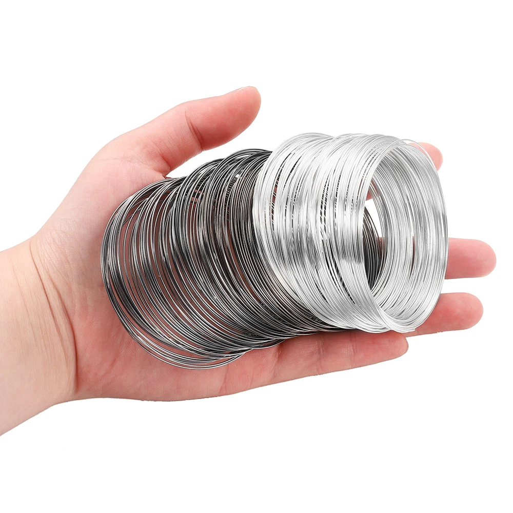 100 Loops/lot 0.6mm Silver Gold Bronze Memory Beading Steel Wire For DIY Jewelry Making Findings Accessories Supplies Bracelets