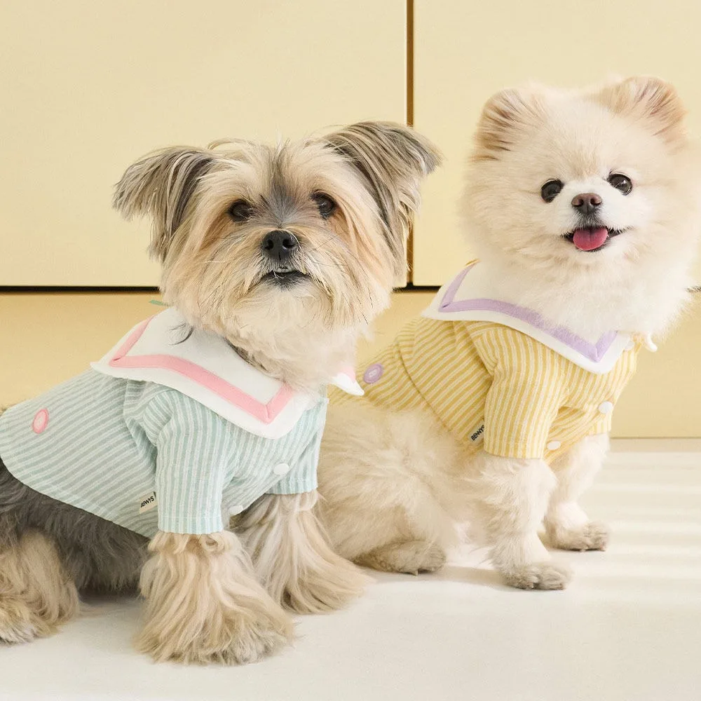 Camiseta Teddy con cuello marinero, ropa de verano a rayas para perros, chaleco transpirable para perros pequeños y medianos, ropa de dos patas con hebilla abierta