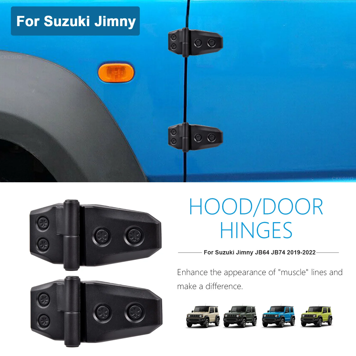 2PCS ABS Car Engine Hood Door Hinge Decoration Cover Trim For Suzuki Jimny JB64 JB74 2018-2022 Exterior Styling Accessories