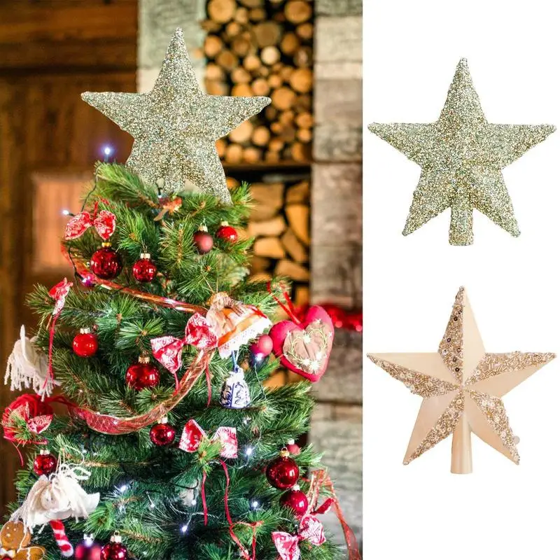 Tree Top Star Glittered 3D Star Tree Topper Star Treetop Ornaments Holiday Decoration For Christmas Tree Ornament