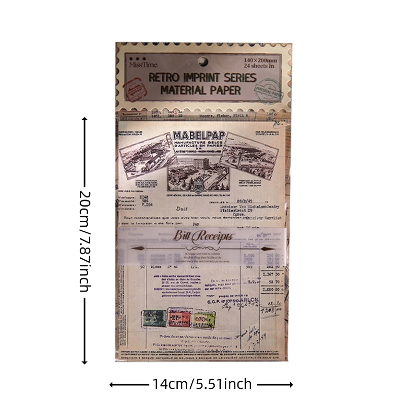 24 قطعة من سلسلة الطباعة العتيقة، مادة ورقية لسكرابوكينغ مثالية للمجلات الكولاجية، لوازم يدوية يدوية الصنع