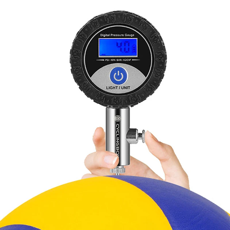 Ball Pressure Gauge Digital Display Barometer 0-1.4BAR With Rubber Protective Cover For Football Basketball Volleyball