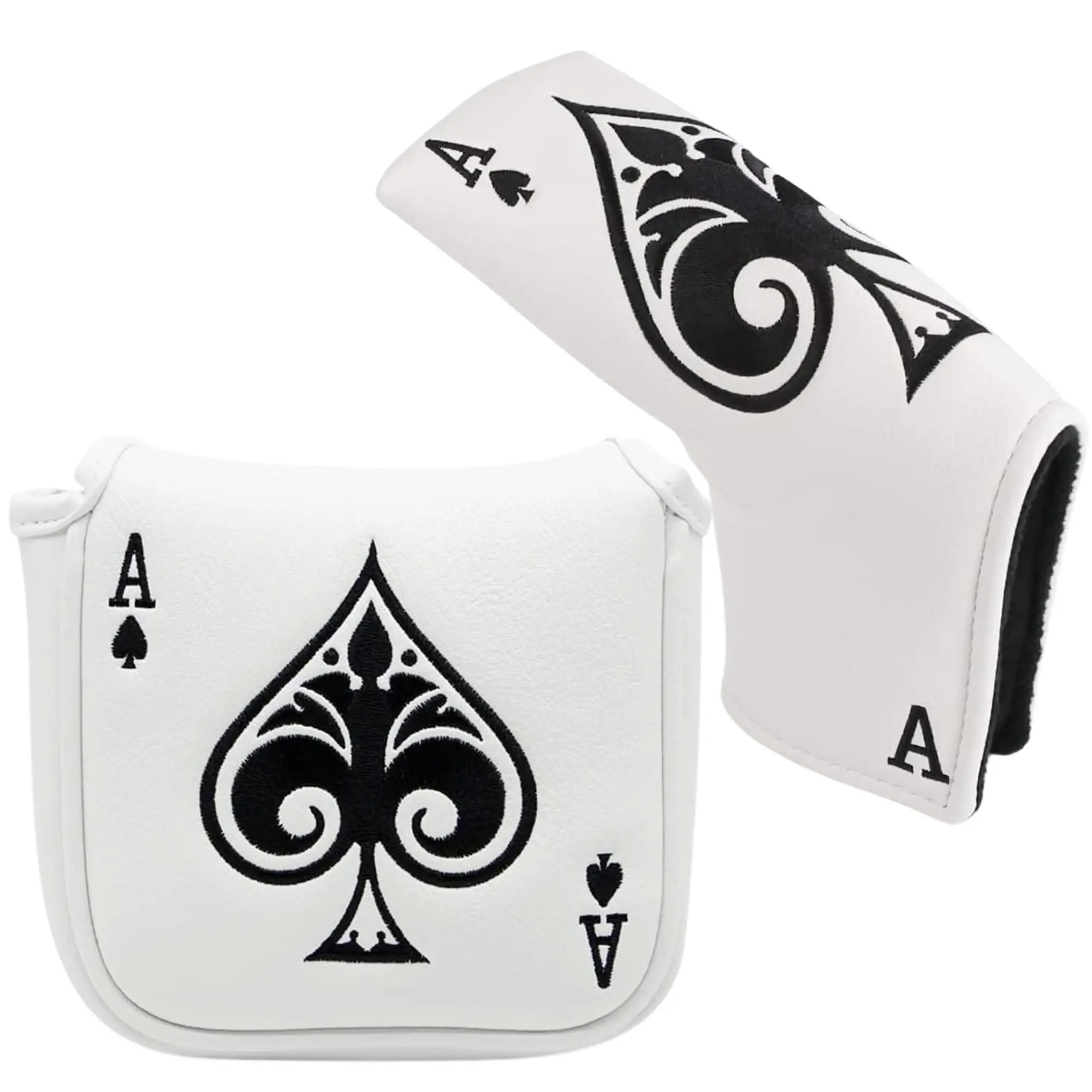 Funny Golf Putter Cover Headcover , Poker Ace Style Golf Club Head Cover,Golf Mallet and Blade Cover For Golf Lovers