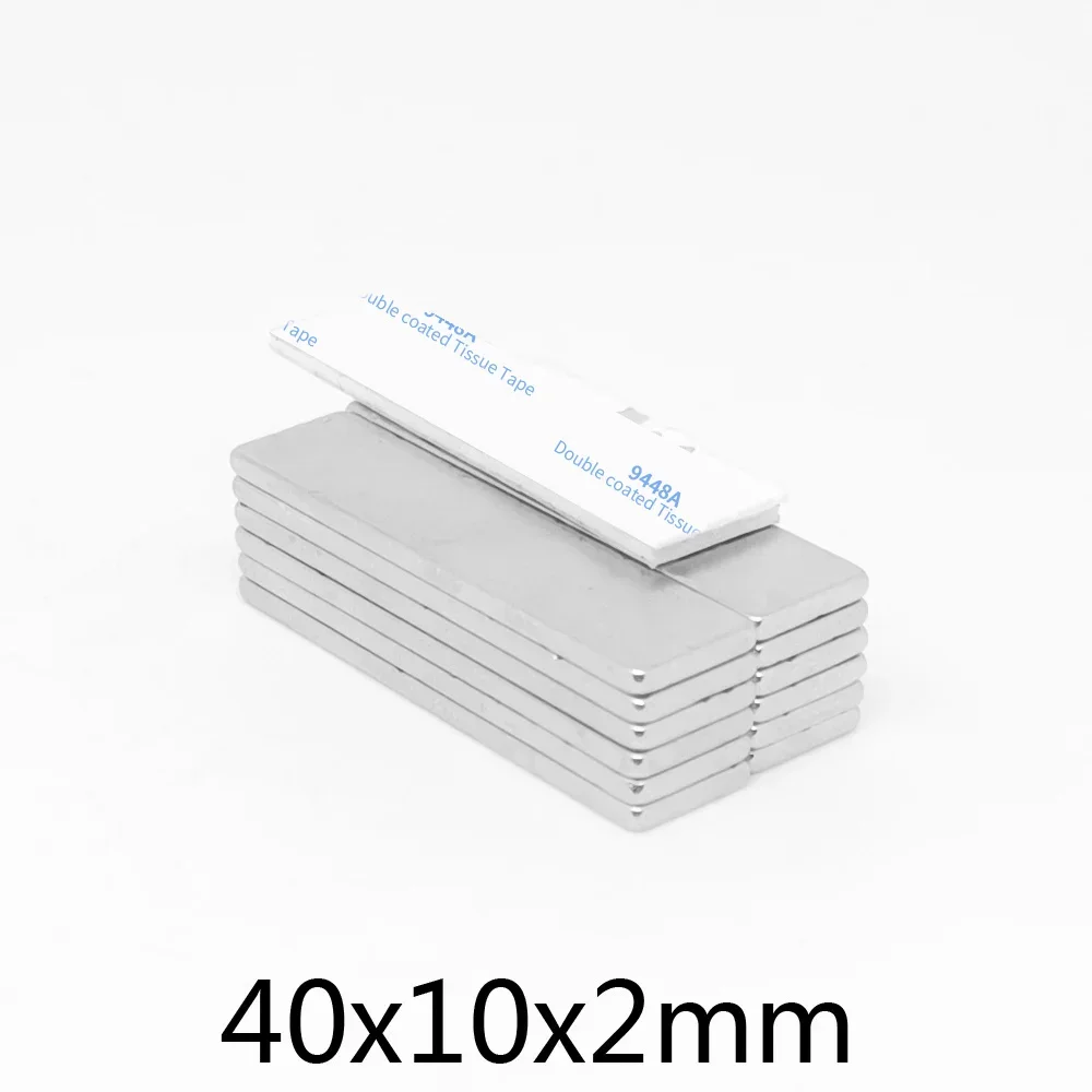 

40x10x2 мм сильные мощные блочные магниты с двухсторонней клейкой лентой для холодильника, DIY, здания, научных, 40*10*2 40x10x2