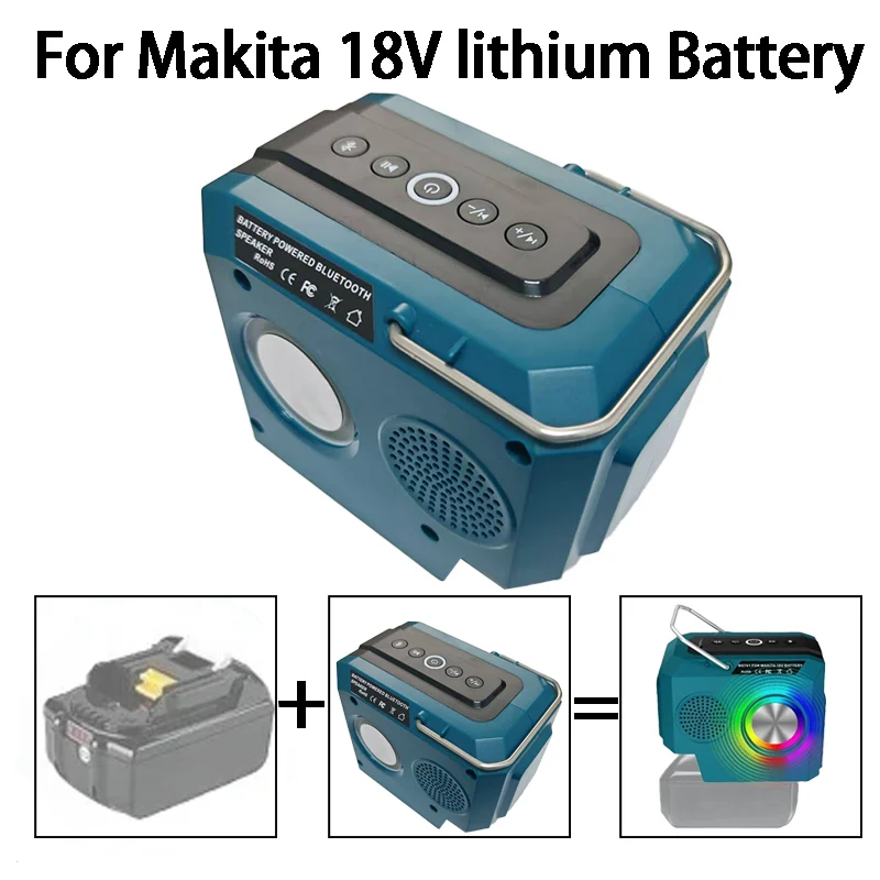Portable Speaker Wireless Compatible with For Makita/DW/Milwaukee/Bosch 18V/20V Lithium Batteries Supports USB/Type-C Ports