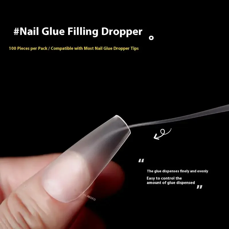100Pcs Nail Glue Sealant Joint Filling Dropper Plastic Superfine Glue Bottle Tips Extender Precision Applicator Accessories