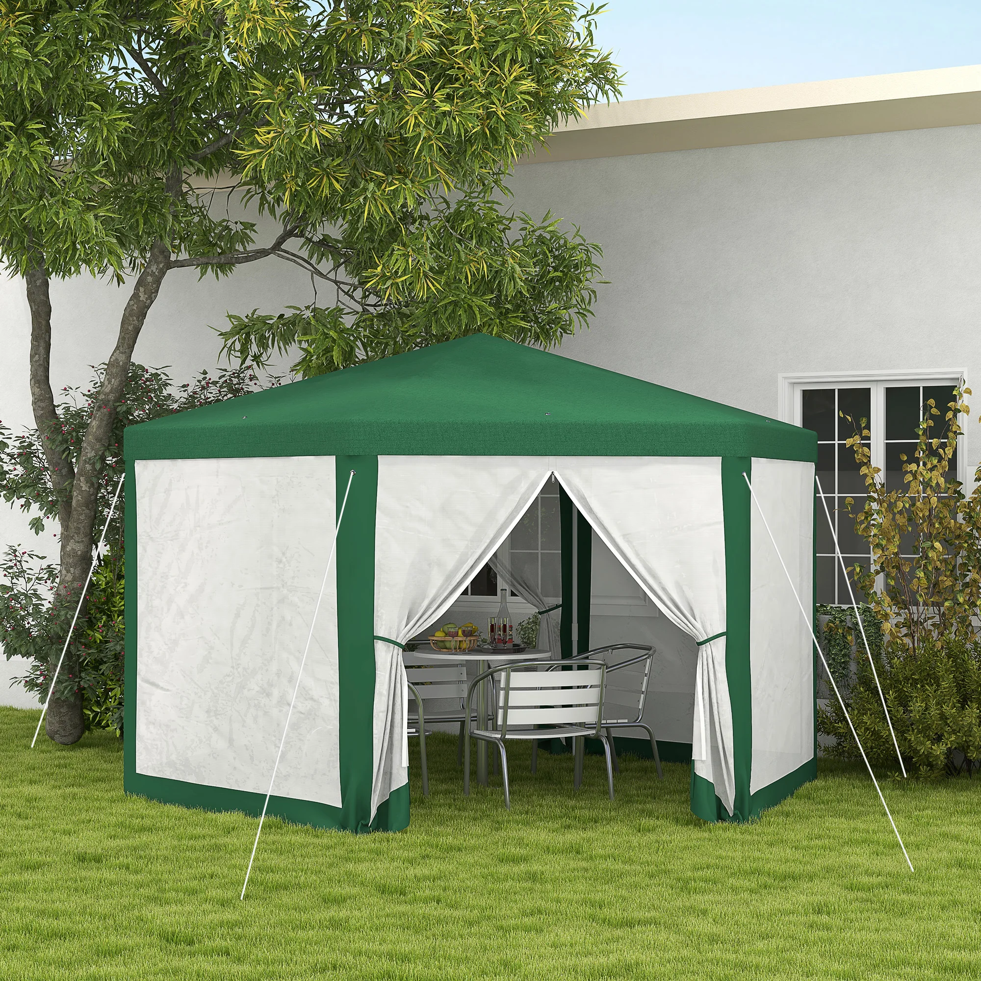 Hexagonal Patio Gazebo Outdoor Canopy Party Tent Activity Event W/ Mesh Net
