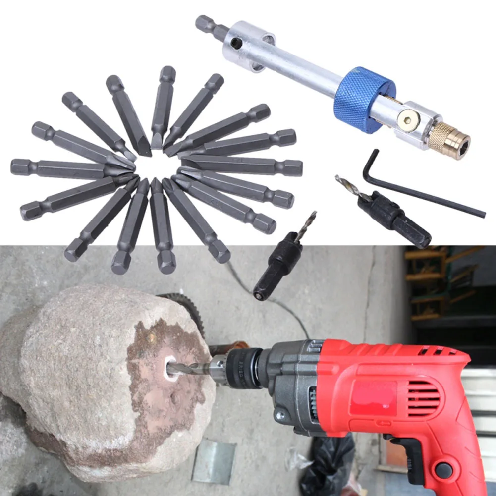 Half Time Drill Driver with Flip Rotating Head Includes 8 Cross Bits 8 Flat Bits and 2 Countersunk Bits in Plastic Storage Case