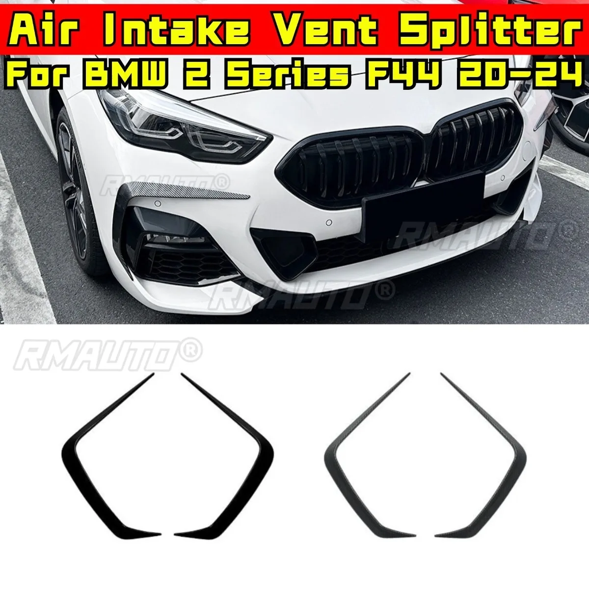 

Car Bumper Air Intake Vent Splitter Accessories For BMW 2 Series F44 M Sport 2020-2024 Bumper Splitter Cover Air Vent Trim