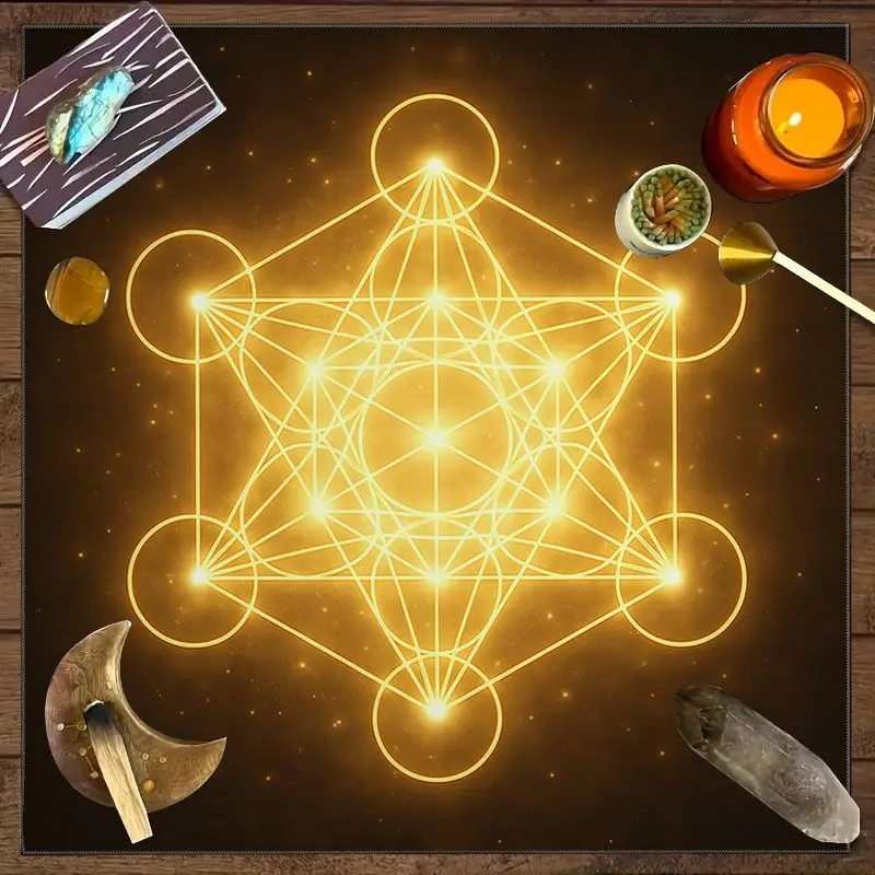 VIKAMA Gilded Metatron Tarot Tablecloth Altar Divination Spiritual Divination Table Decoration Table Decoration