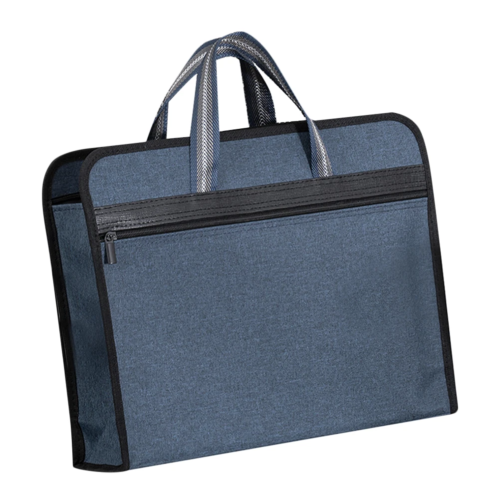 

Zippered File Bag Document Holder Canvas Tote Multilayer Design Material Portable School Tote Bag Document Wallet Folder