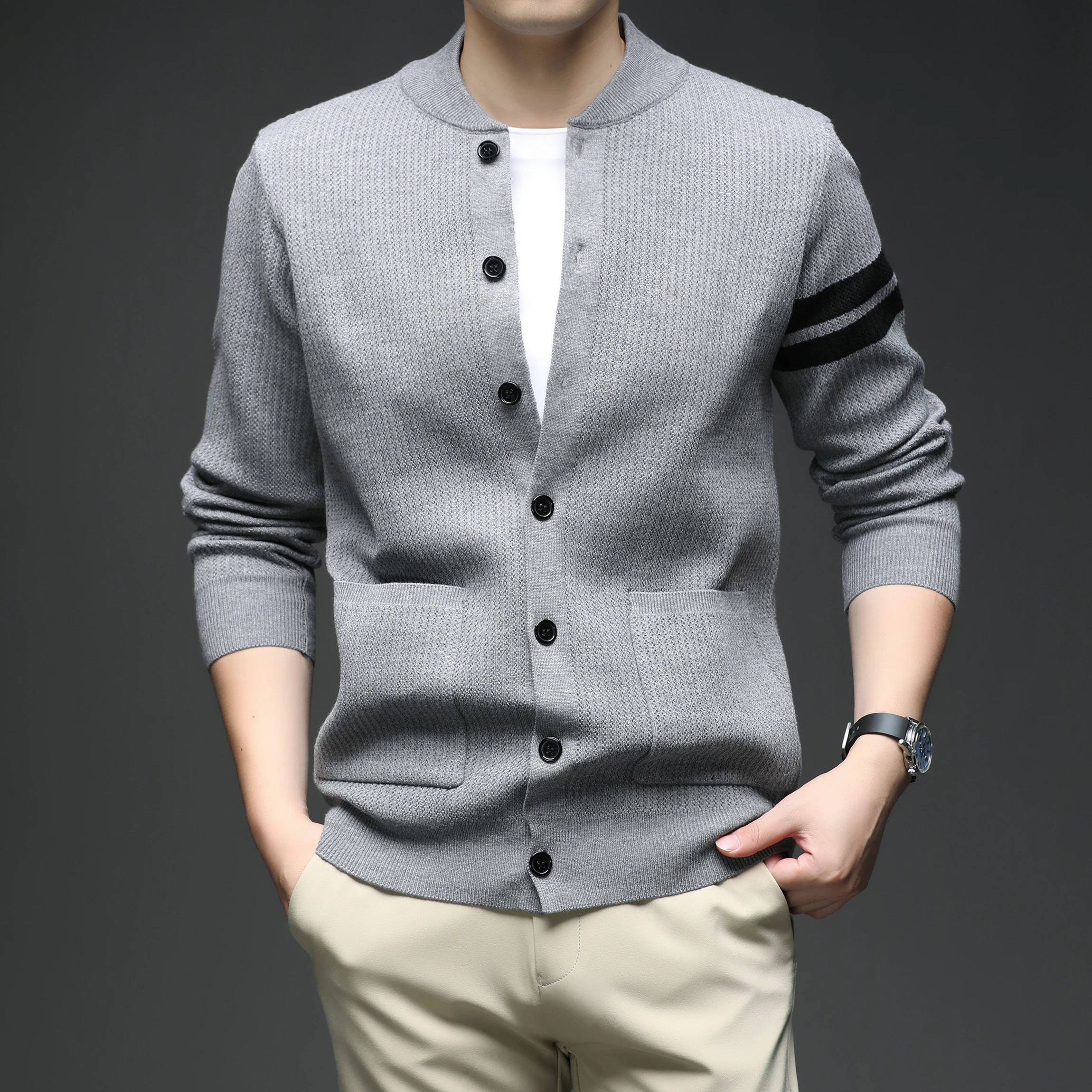 

Men's Spring and Autumn Knitted Cardigan 2025 New Style Middle Aged and Young Business and Leisure High End Sweater Jacket