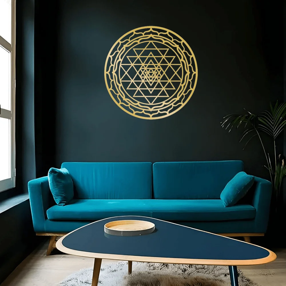 CIFBUY Metal Wall Art Sacred Yantra Mandala Sculpture Iron Hanging Decor for Living Room Meditation Rustic Gift Home Decor