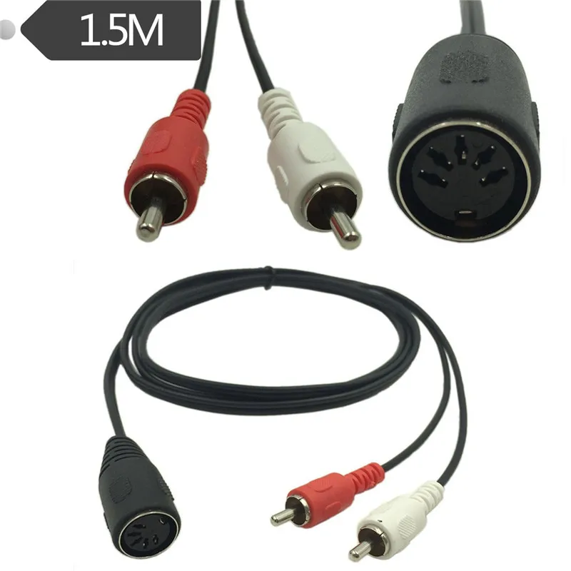 5 Pin Din żeński do 2 RCA męski profesjonalny kabel Audio do systemów Bang & Olufsen, Naim, Quad...Stereo 0.3m 1.5M