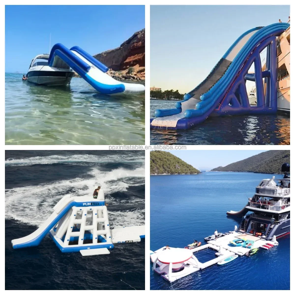 Commercial Water Play Equipment Outdoor Floating Inflatable Dock Slide Water for Boat Inflatable Yacht Slides With Climb