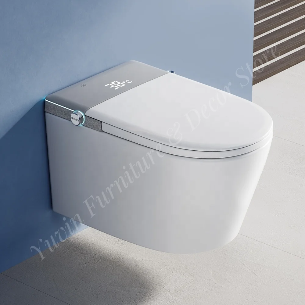 Rimless Smart Hanging Toilet P Trap Self Cleaning Wall Mounted WC Bidet Automatic Toilette Intelligent Suspended Toilet