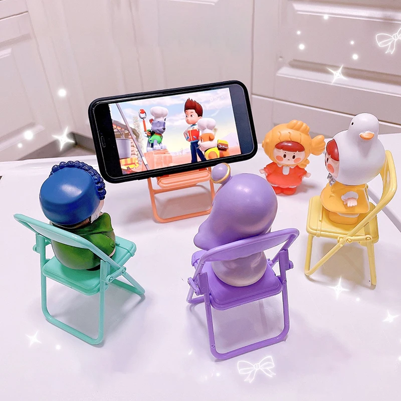 Uroczy stojak na telefon komórkowy stojak na telefon stacjonarny Kawaii Mini krzesło regulowany uchwyt na ipad telefon na biurko organizator Tablet wsparcie