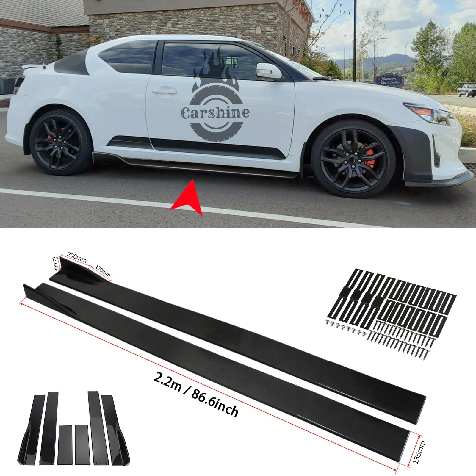 

Для Scion TC 2004-2016: Комплект накладок-сплиттеров на пороги (86,6 дюйма)